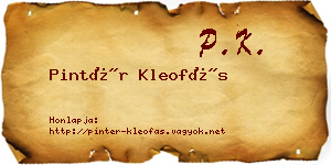 Pintér Kleofás névjegykártya